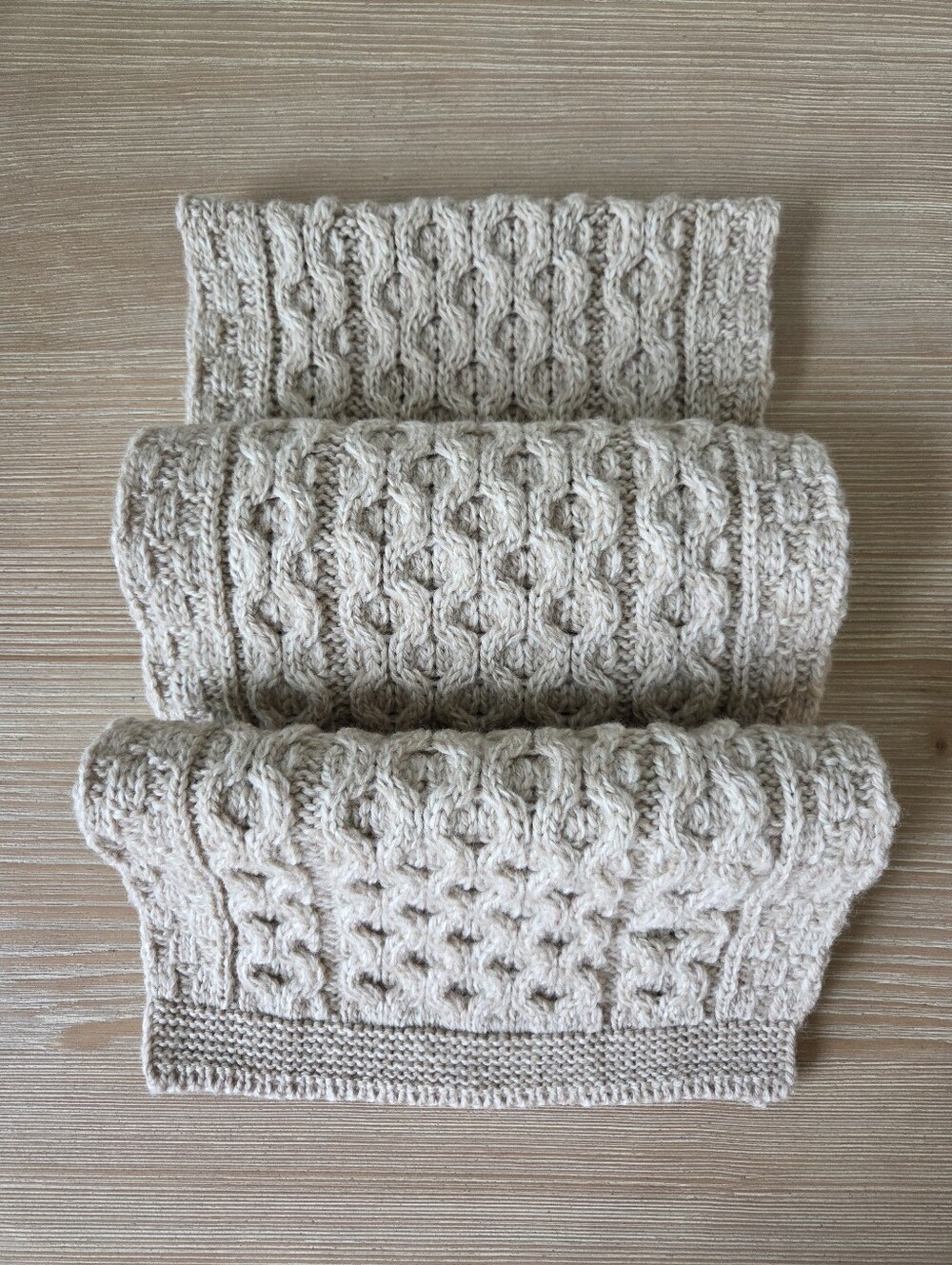 Aran Crafts Ireland Merino Wool Beige Cable Knit Scarf Made In Ireland
